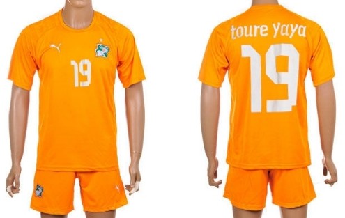 2014 World Cup Cote d'Ivoire #19 Toure Yaya Home Soccer Shirt Kit